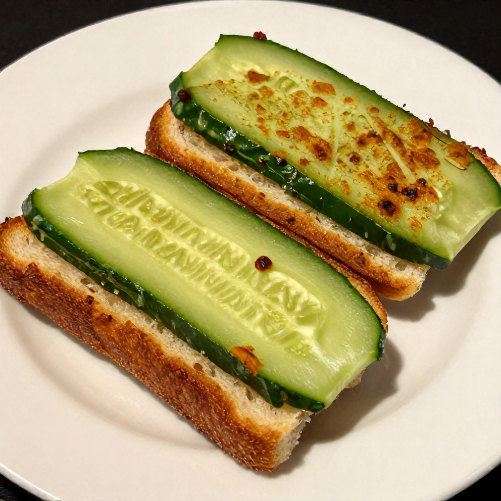 Crispy Cucumber Sandwiches on a white plate