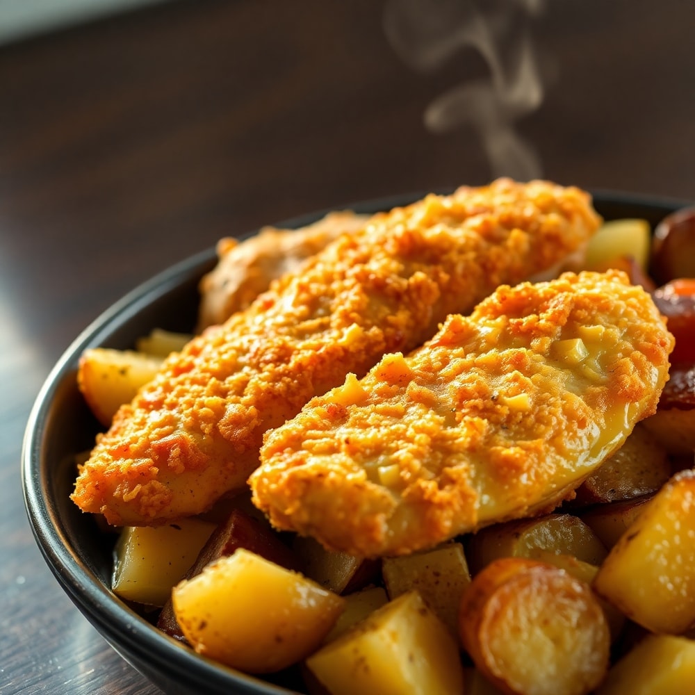 garlic parmesan chicken and potatoes