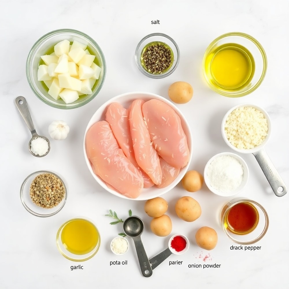 Raw Ingredients for Garlic Parmesan Chicken and Potatoes