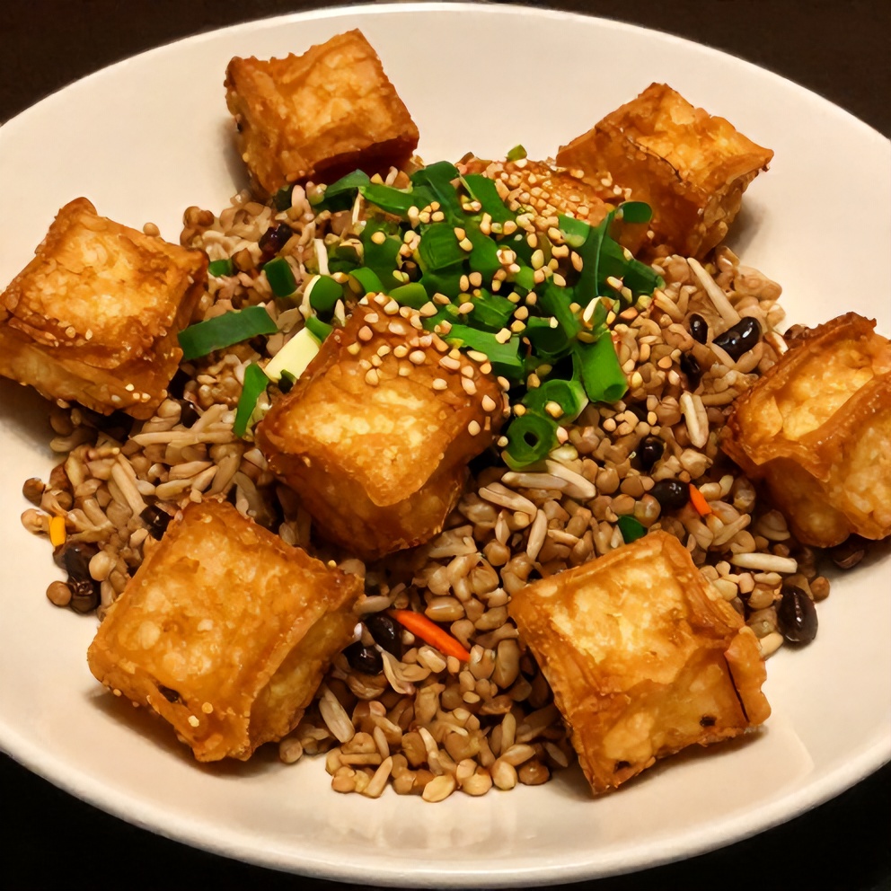 Crispy Korean Tofu on Grain Bowl