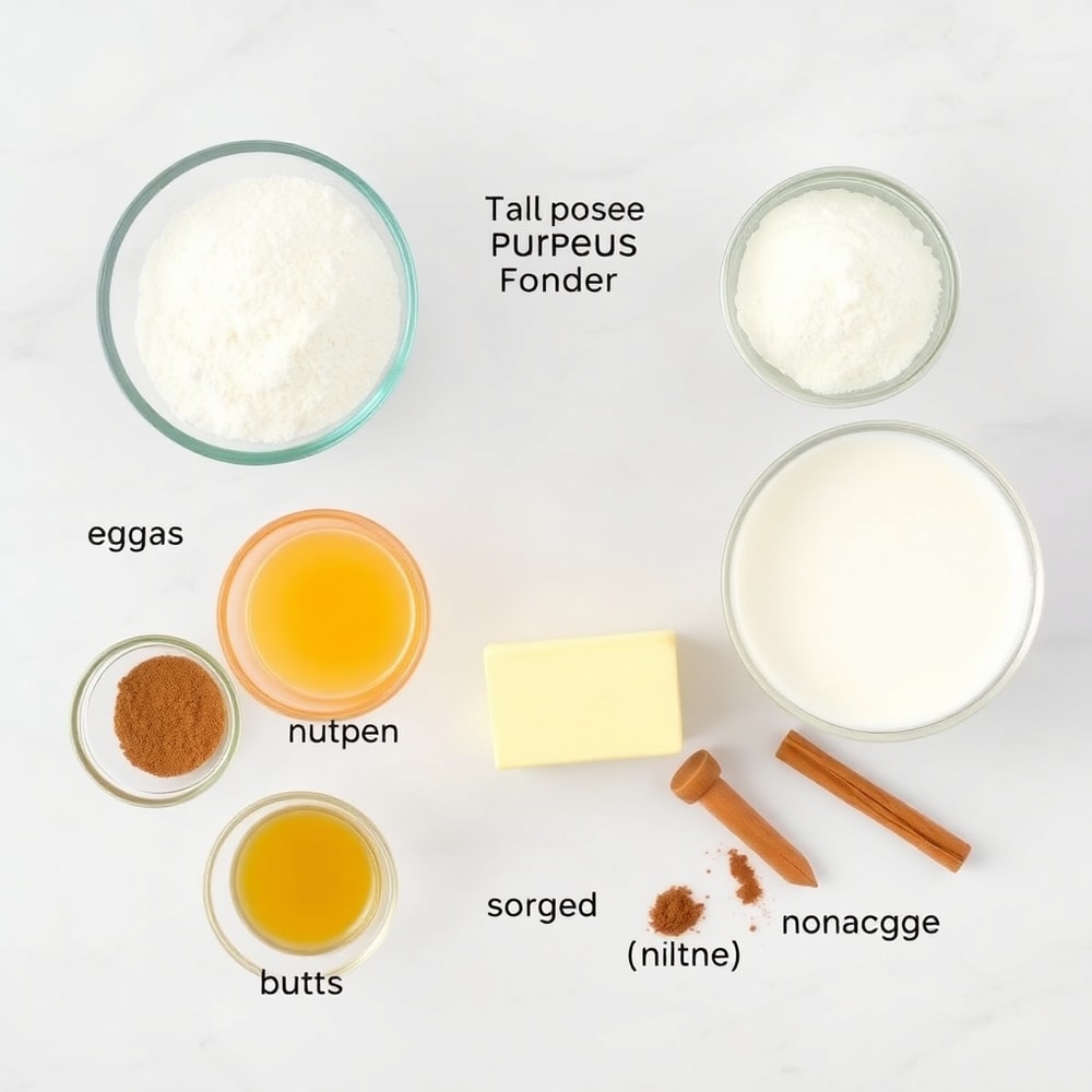 Raw ingredients for Lion Pancakes arranged on a marble surface