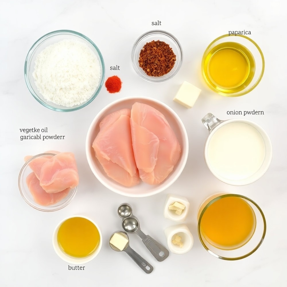 Raw ingredients for Smothered Chicken