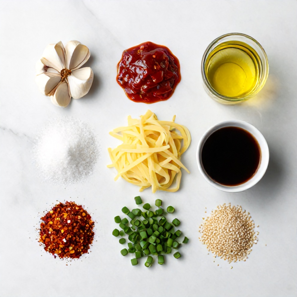 Raw ingredients for Spicy Potato Noodles