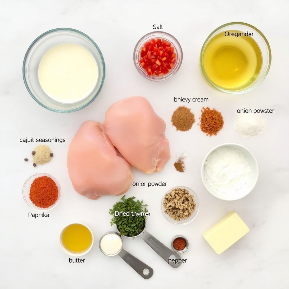 Raw ingredients for Crockpot Cajun Butter Chicken
