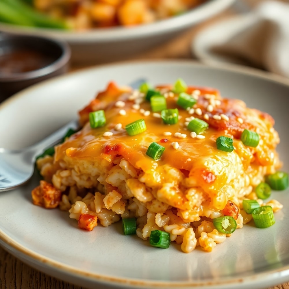 Plated Teriyaki Tofu Rice Casserole