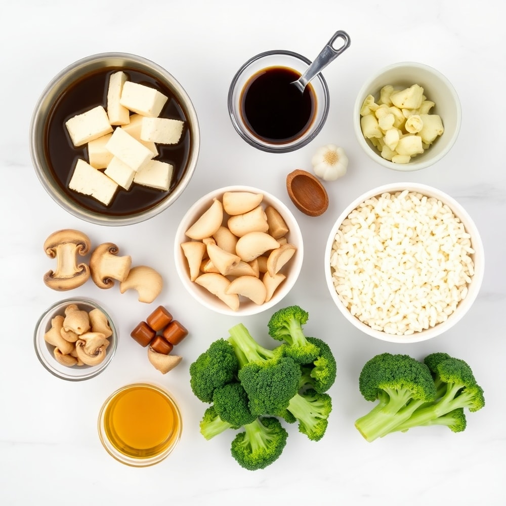 Raw Ingredients for Teriyaki Tofu Rice Casserole