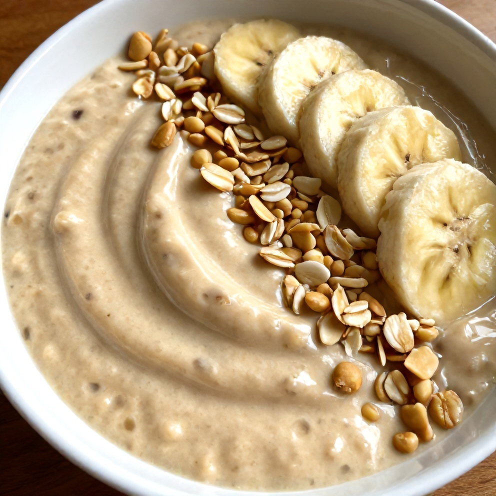 Easy Banana Peanut Butter Oat Smoothie Bowl