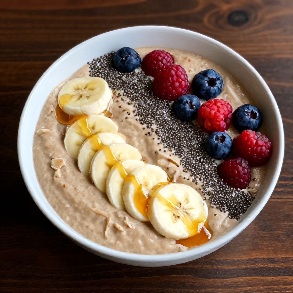Finished Banana Peanut Butter Oat Smoothie Bowl