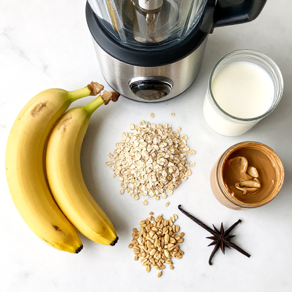 Banana Peanut Butter Oat Smoothie Bowl Ingredients
