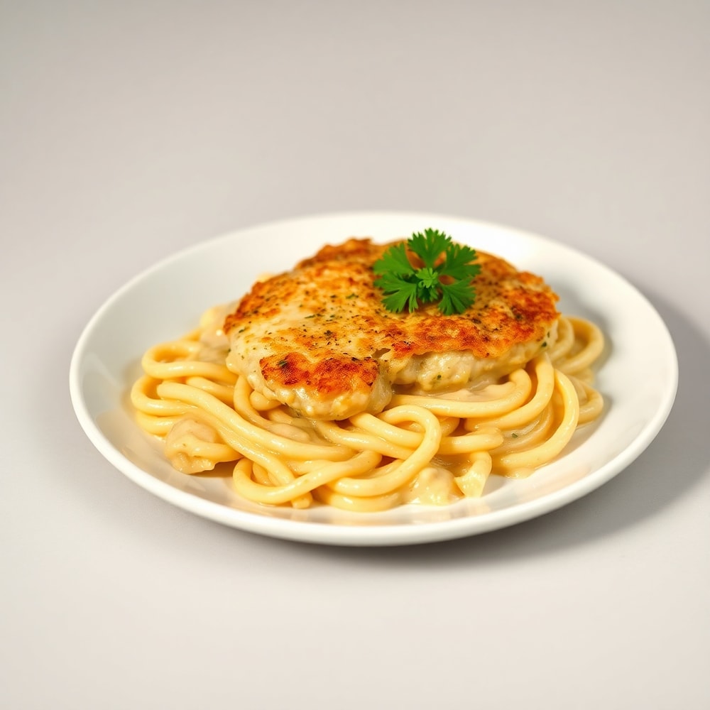 Plated Serving of Creamy Chicken Tetrazzini