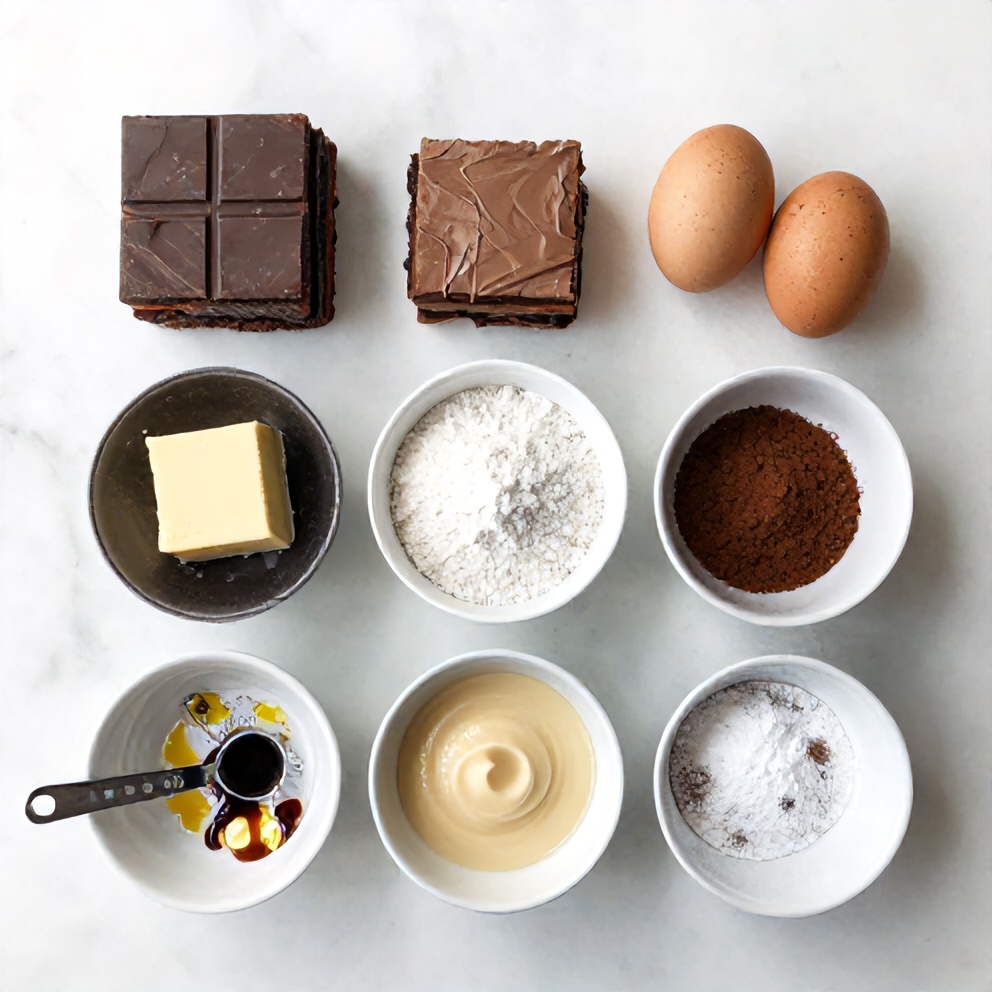 Raw Ingredients for Chocolate Mousse Brownies