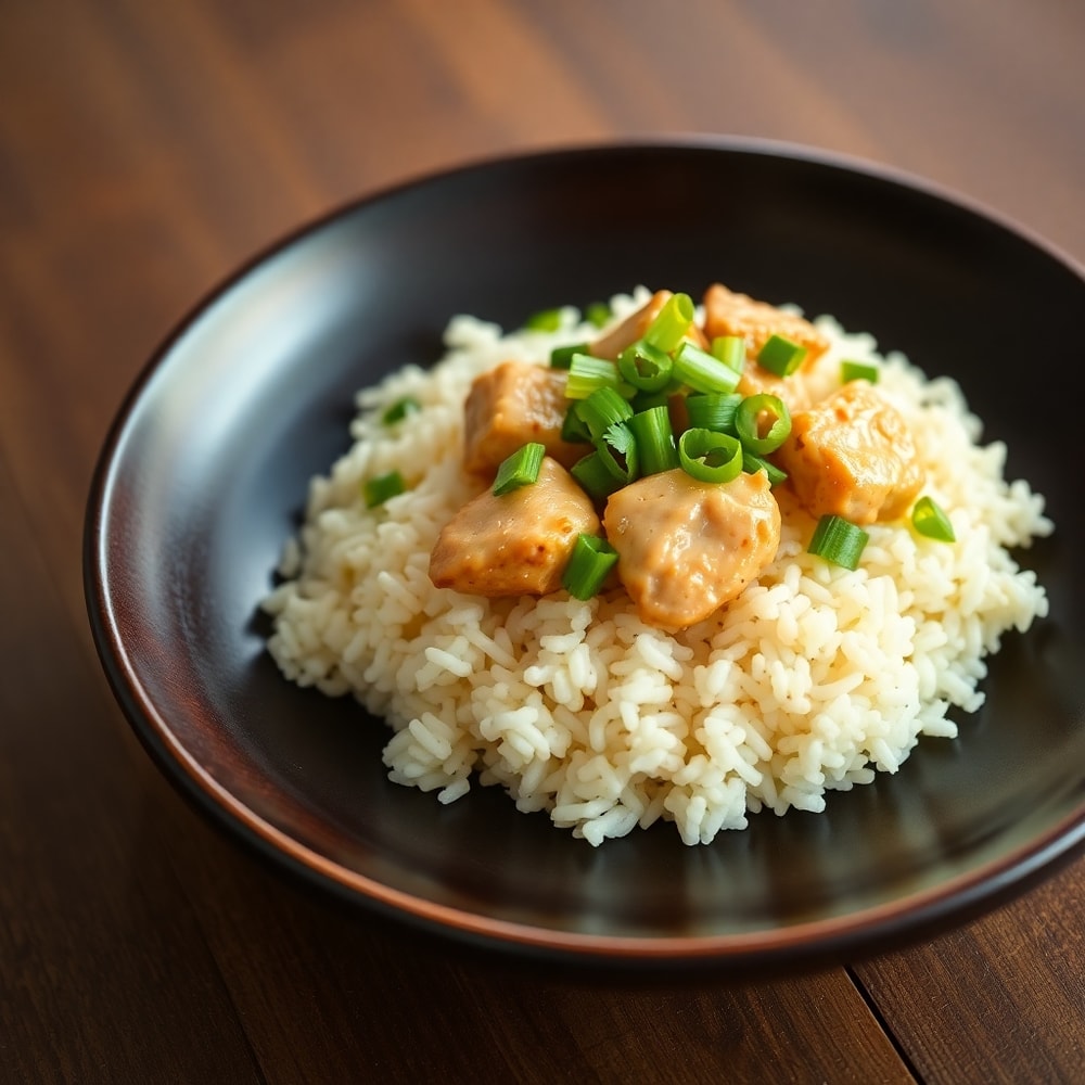 Coconut Chicken Rice Bowl with Garnish