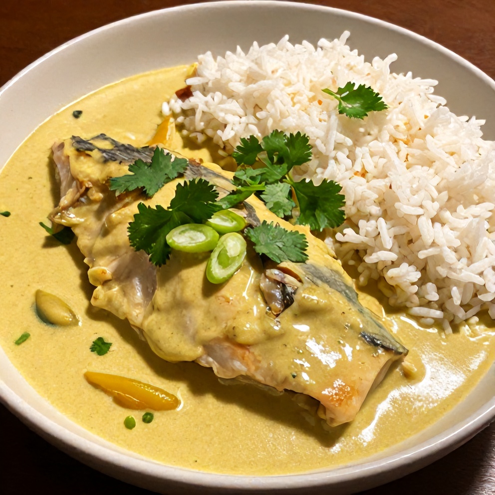 Coconut Lime Fish Curry with Jasmine Rice