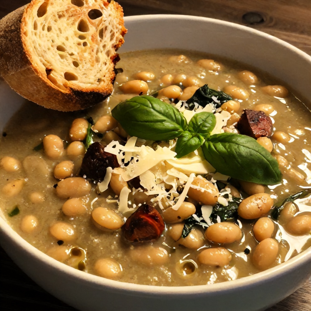 Bowl of Creamy Tuscan White Bean Soup
