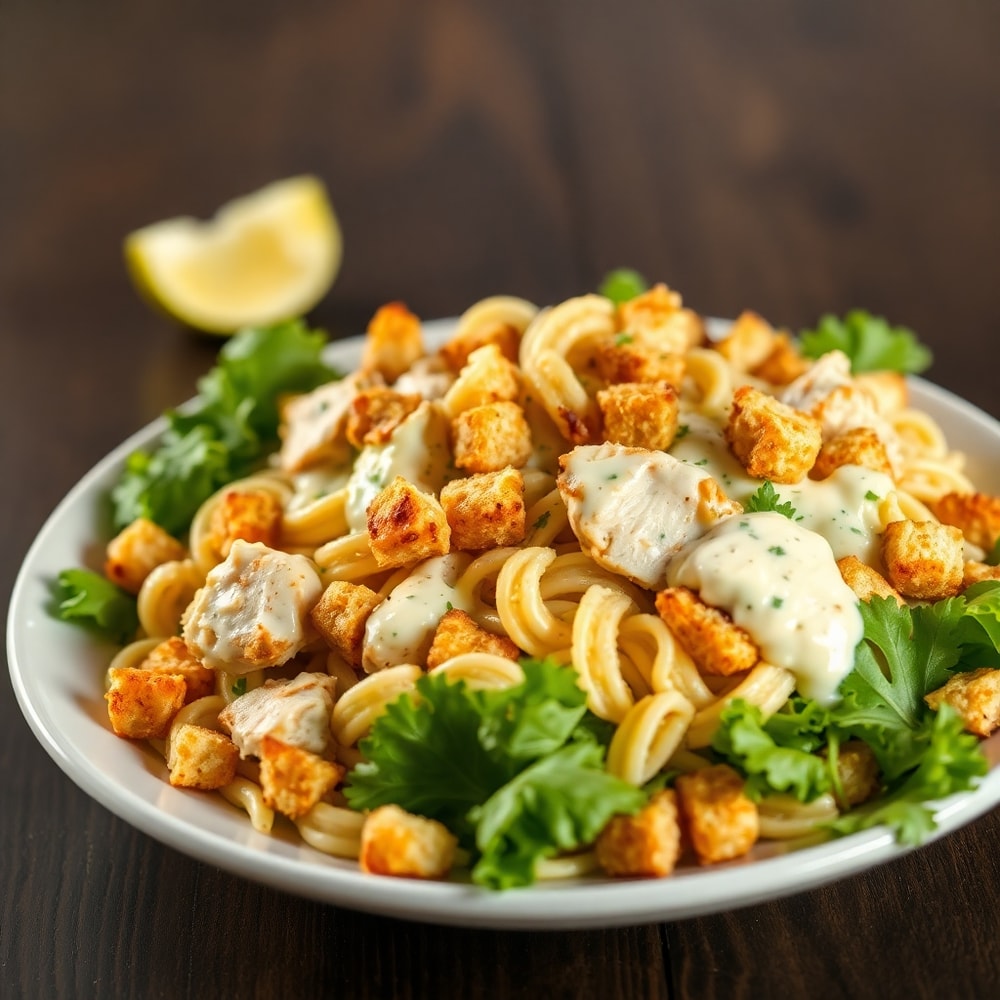 easy chicken caesar pasta salad