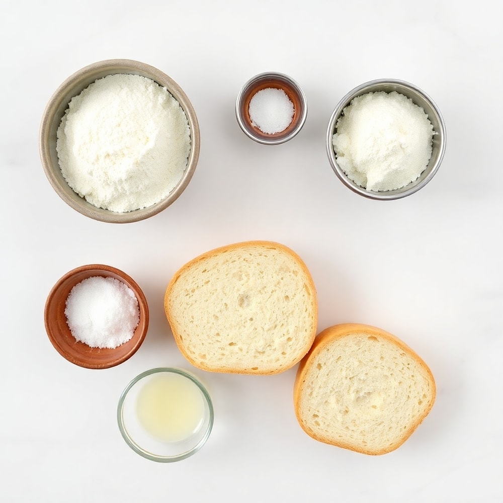 Raw ingredients for Easy Crockpot Bread including flour, yeast, salt, and water