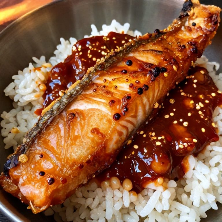 easy gochujang butter salmon rice bowl