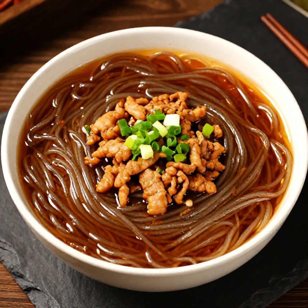Hot and Sour Noodle Soup with Pork Topping