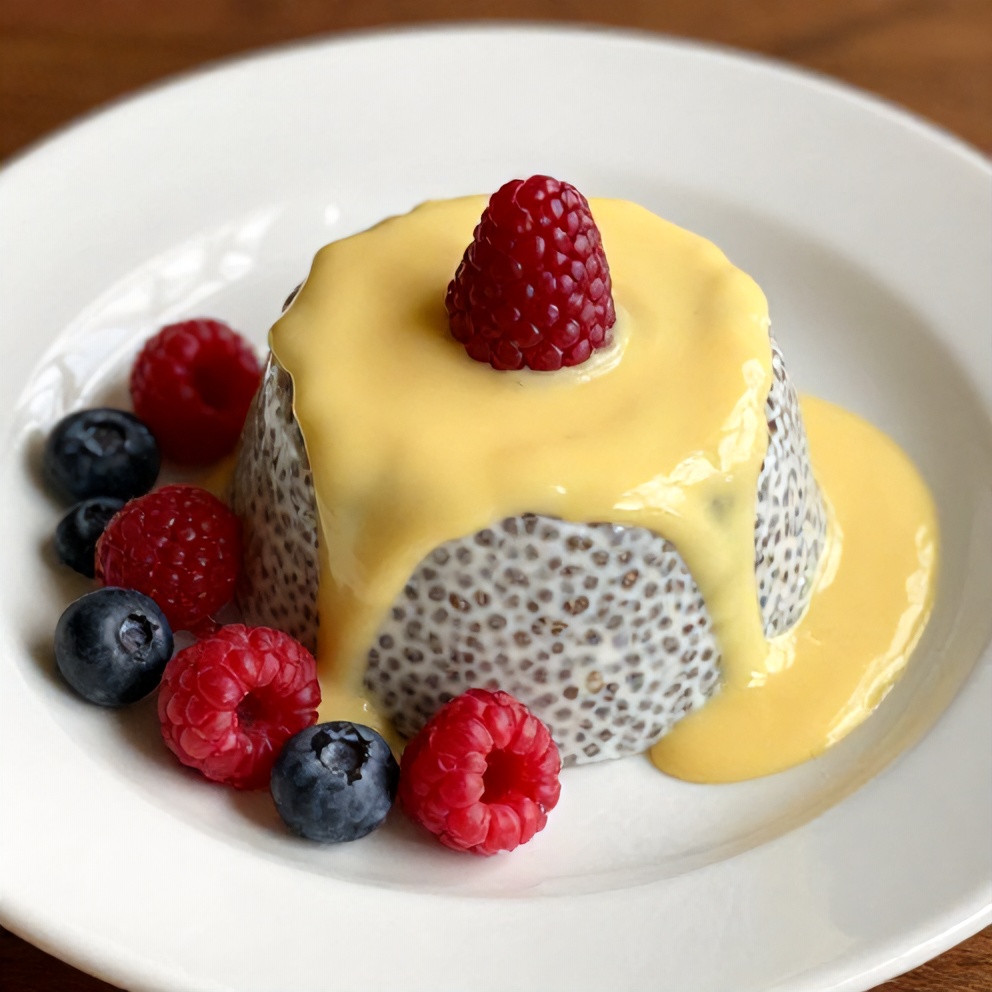Lemon Curd Chia Pudding with fresh berries