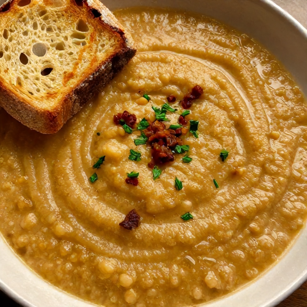 Spanish Potato Soup with Chorizo and crusty bread