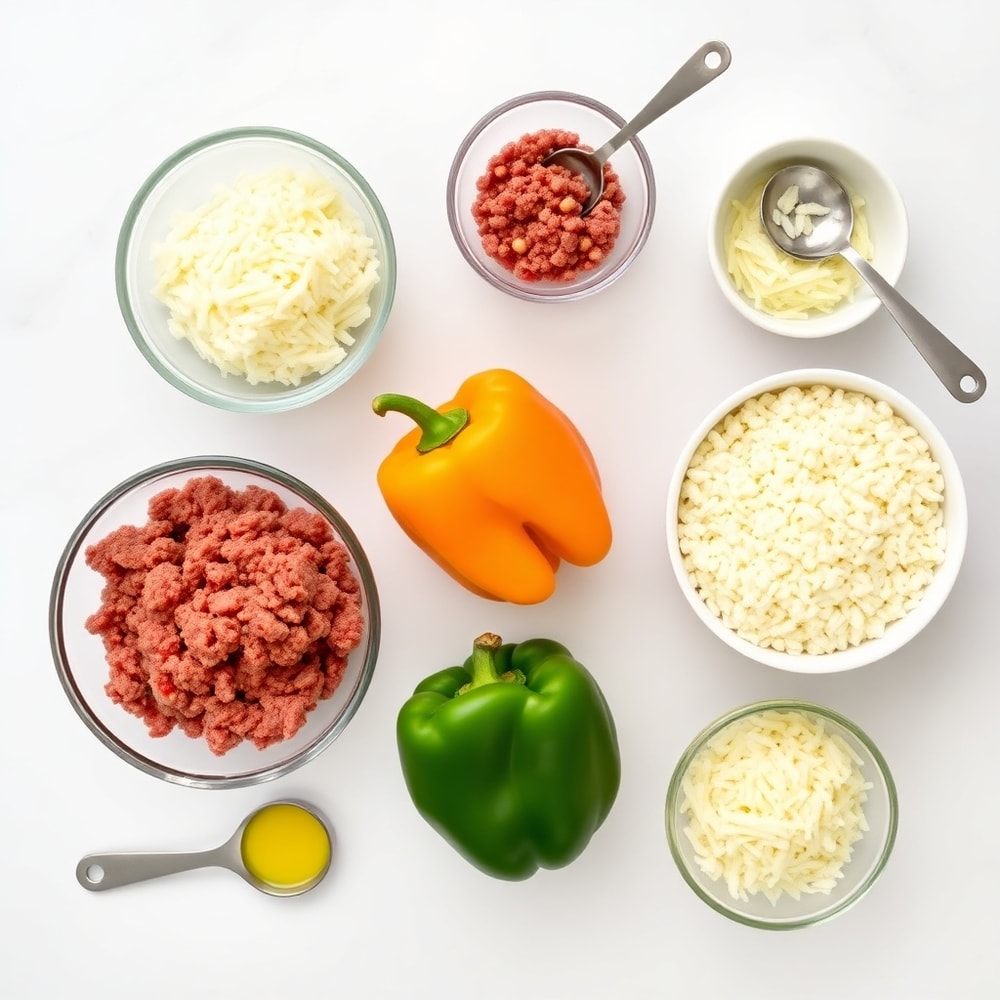 Raw ingredients for Easy Stuffed Bell Peppers