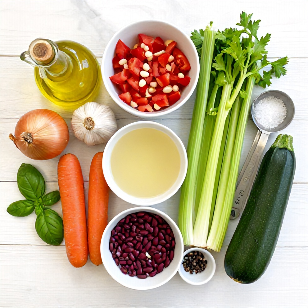Raw Ingredients for Easy Summer Minestrone Soup