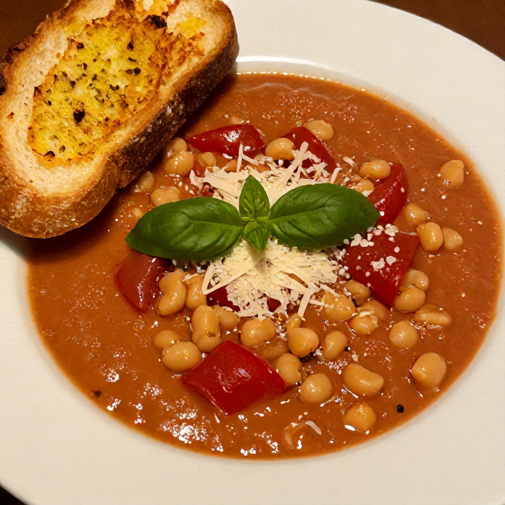 Tomato and White Bean Soup with Garlic Toast