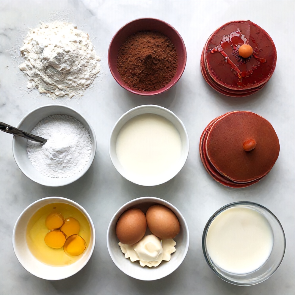Red velvet pancakes ingredients