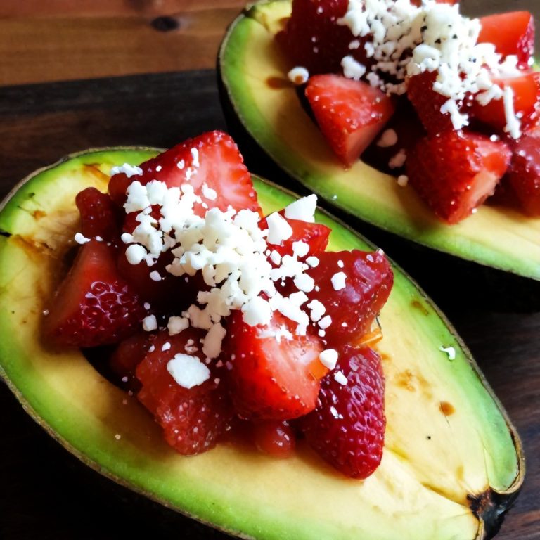 Fresh Strawberry Salsa Stuffed Avocados