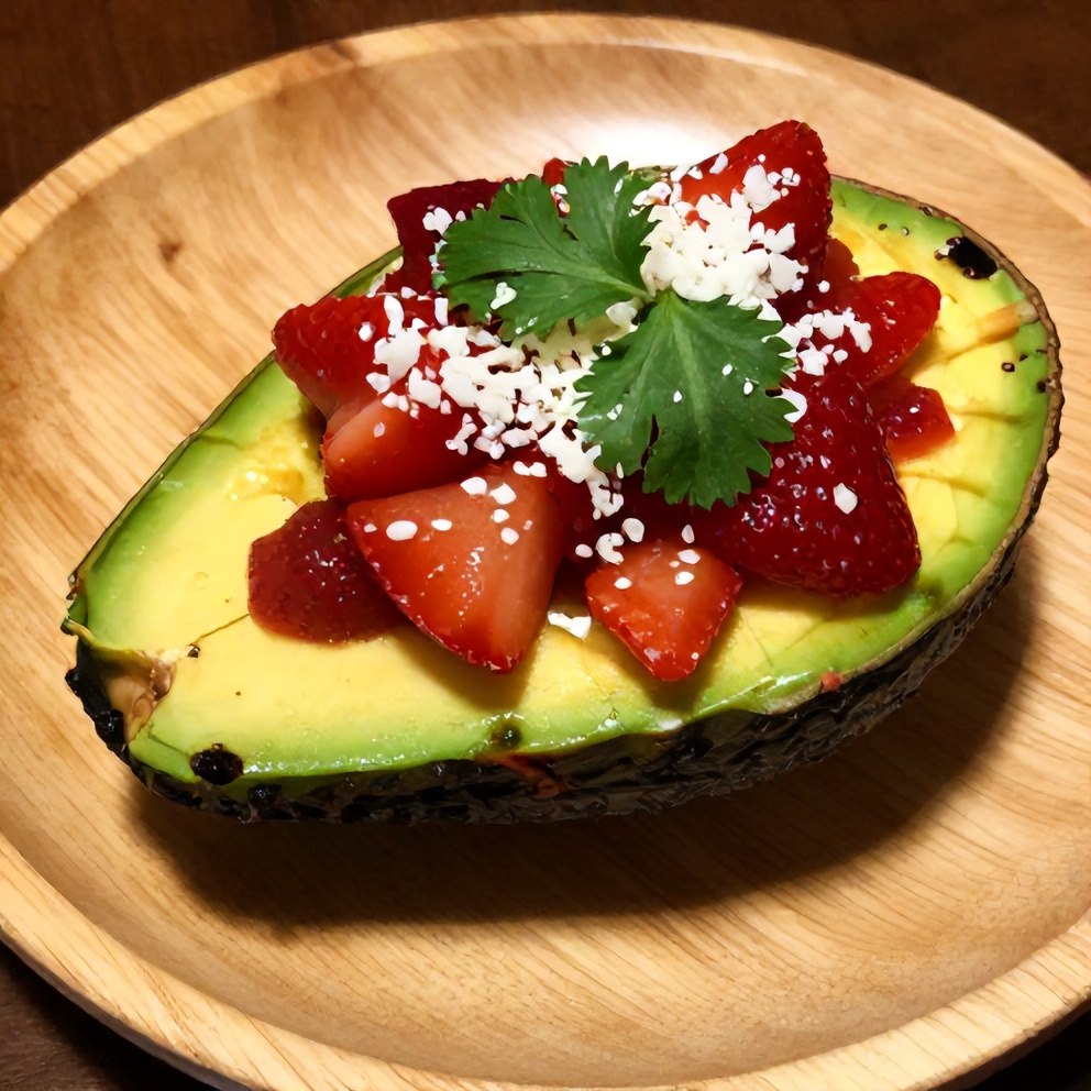 Fresh Strawberry Salsa Stuffed Avocados on a Plate