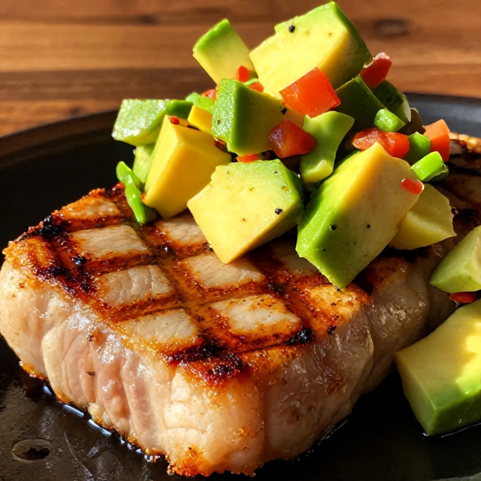 Grilled Tuna Steak with Mango Avocado Salsa