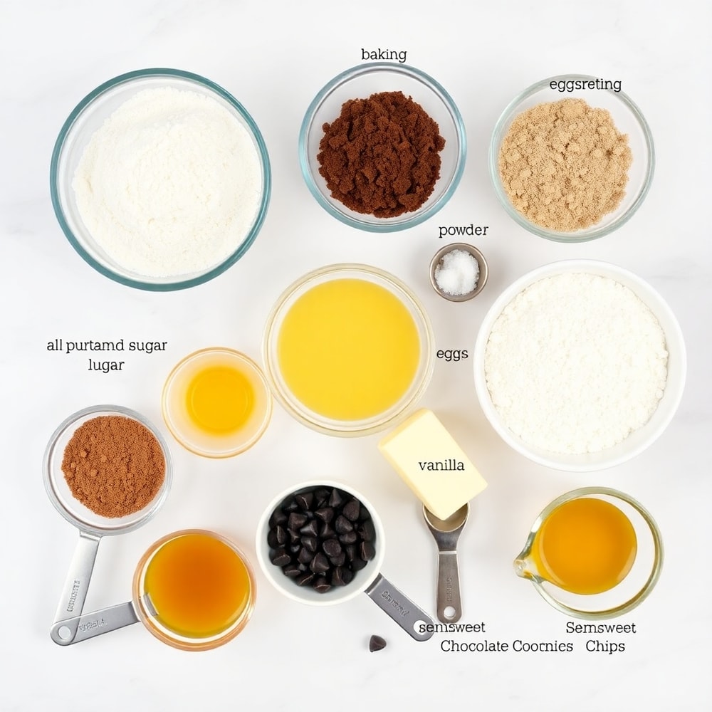Brownie Cookies Ingredients Overhead Flat Lay