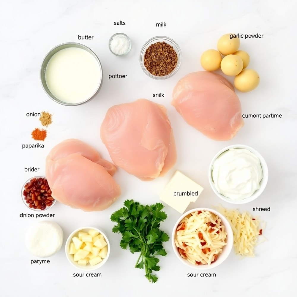 Raw ingredients for grilled chicken and mashed potato bowls