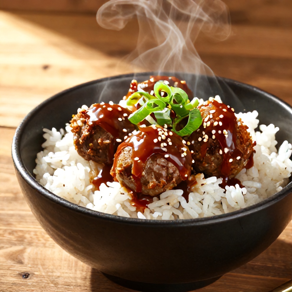 Korean BBQ Meatball Rice Bowls