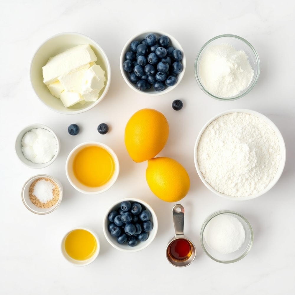 Raw ingredients for Lemon Blueberry Pancake Bites