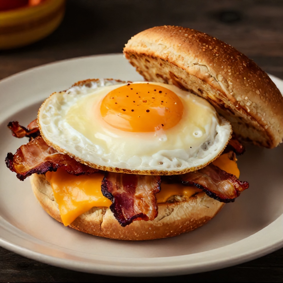 Plated serving of make-ahead breakfast sliders with a fried egg on top