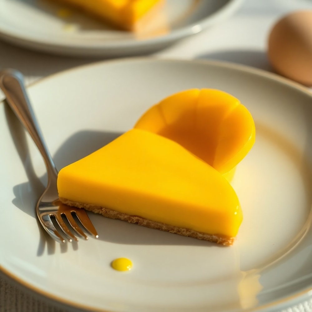 Finished mango curd tart with fresh mango slices