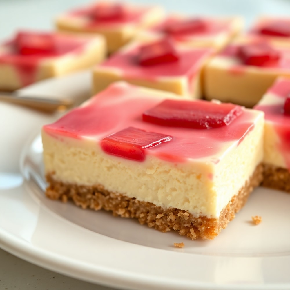 No Bake Rhubarb Cheesecake Squares