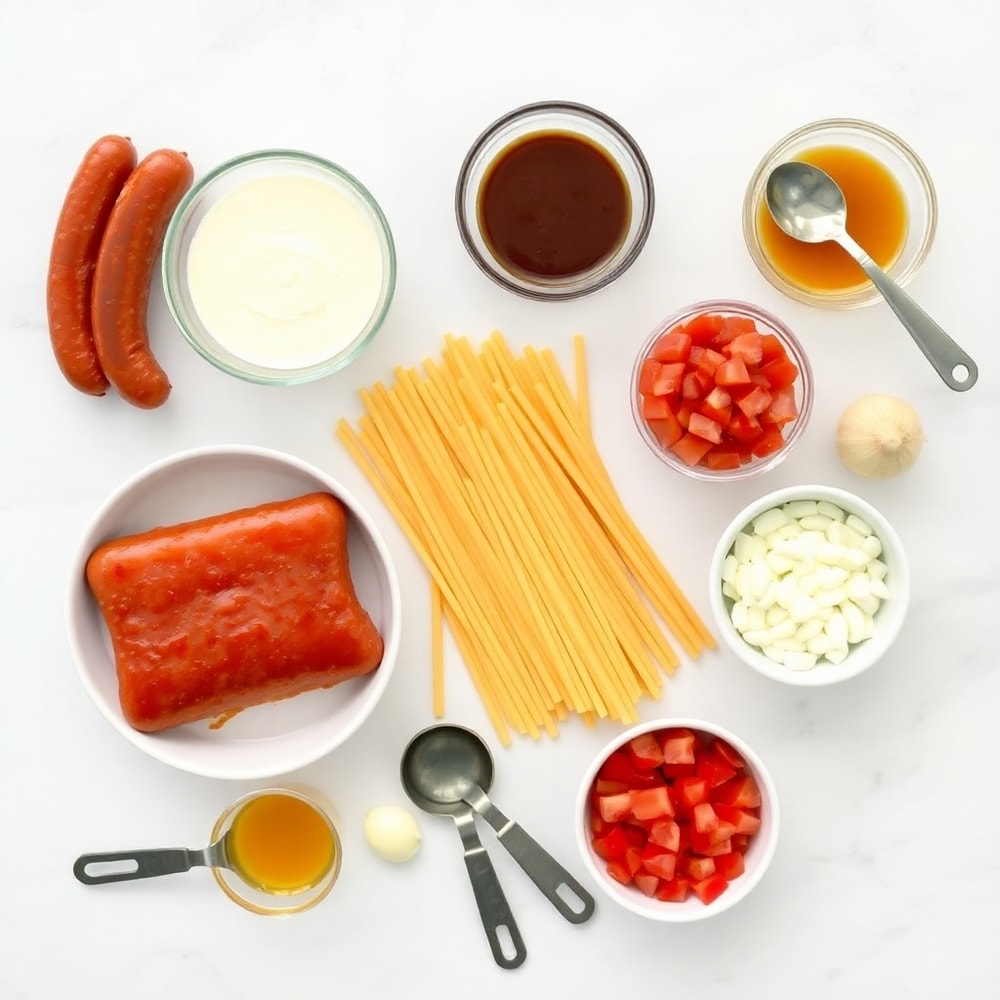 One-Pot Honey BBQ Sausage Pasta Ingredients