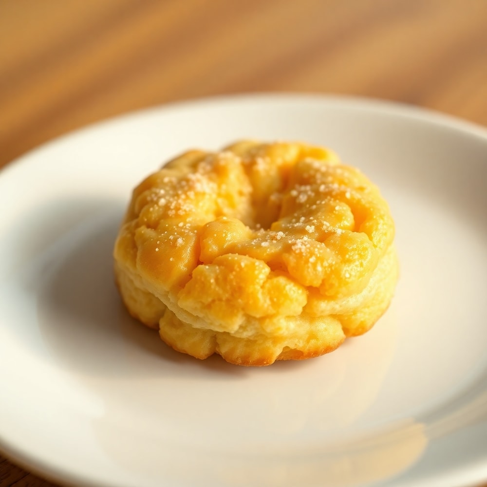 Orange scone cookies on a plate with a cup of tea