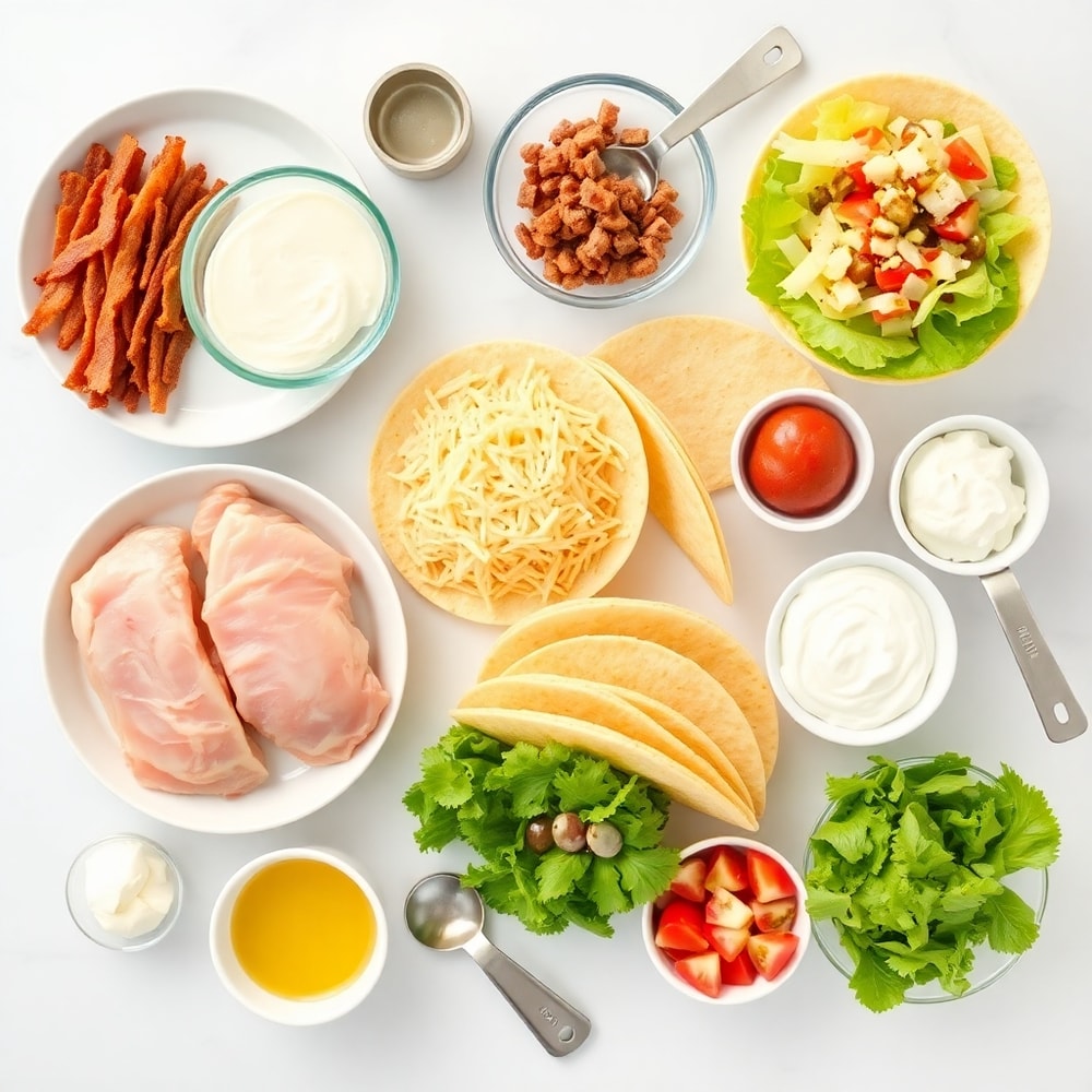 Raw ingredients for crispy oven baked chicken tacos