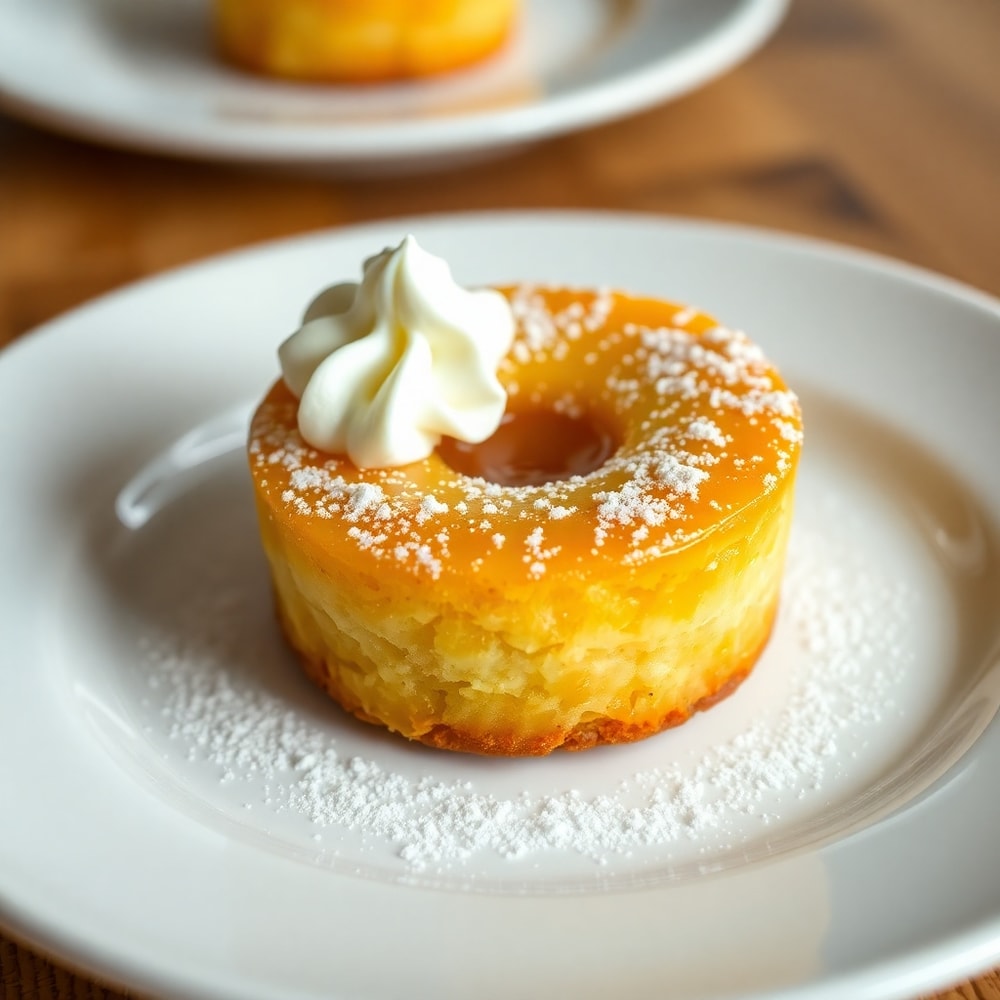 Plated Pineapple Mascarpone Upside-Down Mini Cake