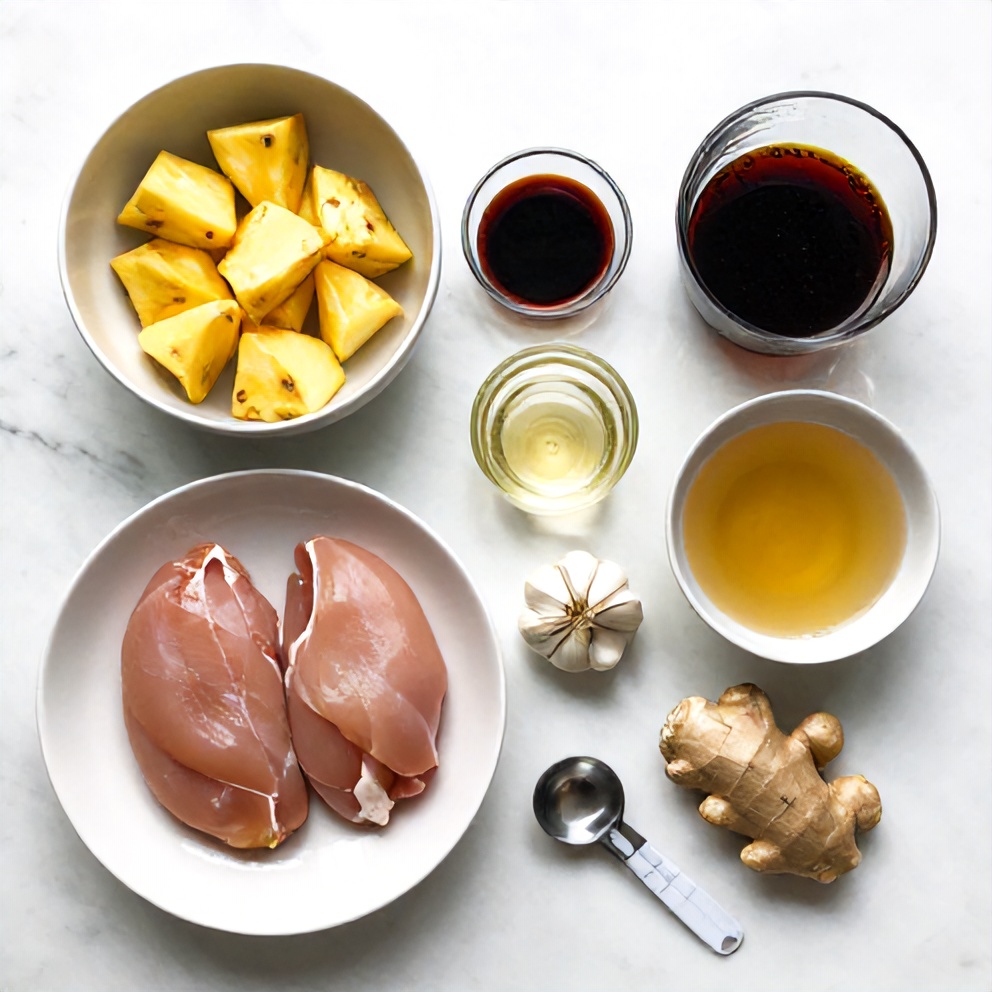 Raw ingredients for Pineapple Teriyaki Chicken