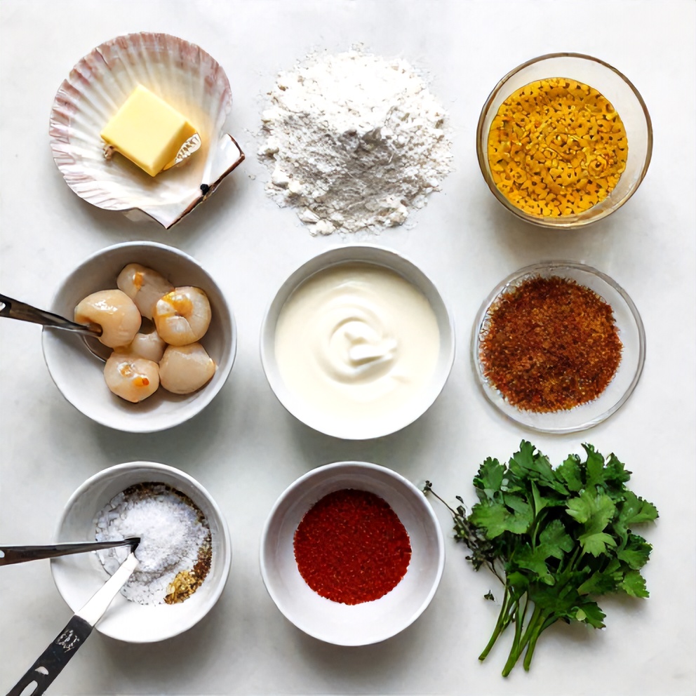 Raw Ingredients for Quick Cajun Scallops