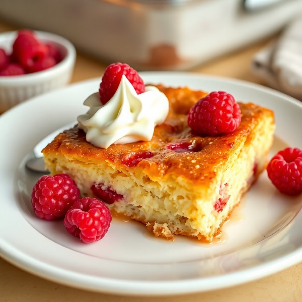 Raspberry Cheesecake French Toast Casserole Close Up