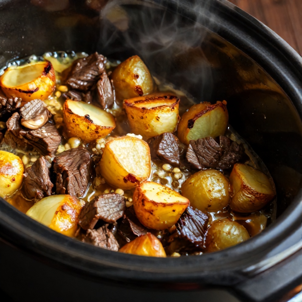 Slow Cooker Garlic Butter Beef Bites