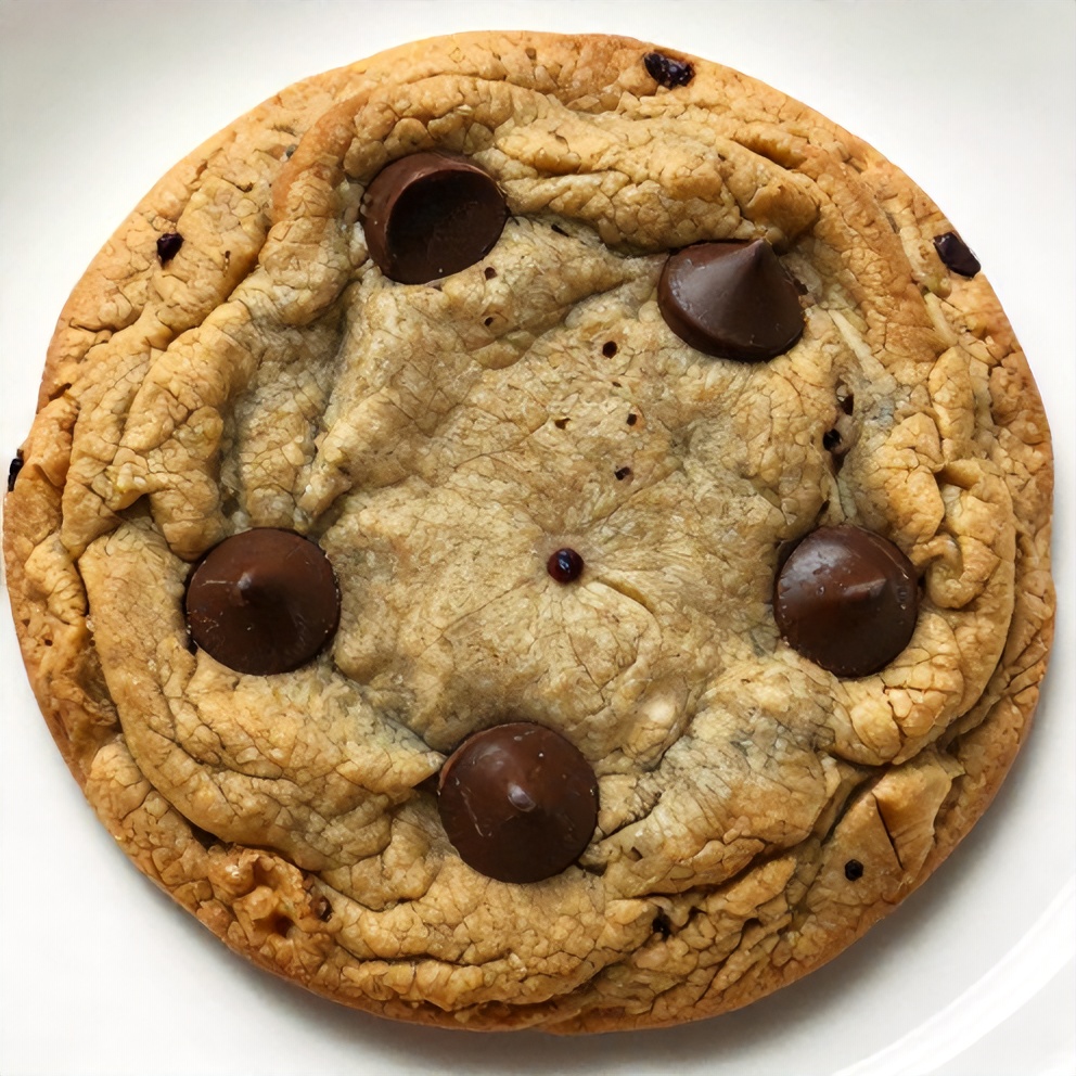 One perfect plated soft chewy chocolate chip zucchini cookie on a white plate