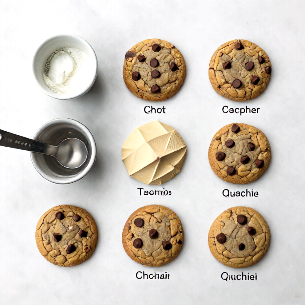 Raw ingredients for soft chewy chocolate chip zucchini cookies on a white marble surface