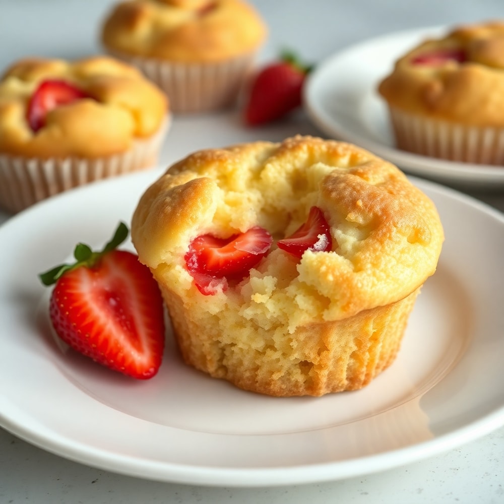 Strawberry Shortcake Muffins on a white plate